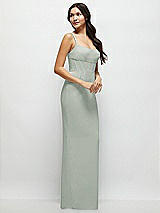 Side View Thumbnail - Willow Green Corset Midriff Crepe Column Maxi Dress