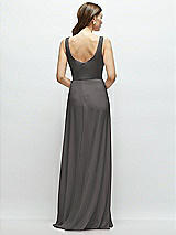 Rear View Thumbnail - Caviar Gray Square Neck Chiffon Maxi Dress with Circle Skirt