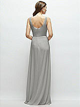 Rear View Thumbnail - Chelsea Gray Square Neck Chiffon Maxi Dress with Circle Skirt