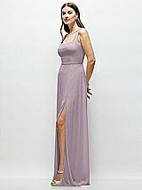 Side View Thumbnail - Lilac Dusk Square Neck Chiffon Maxi Dress with Circle Skirt