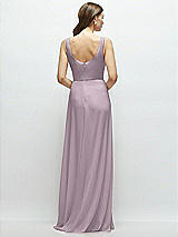 Rear View Thumbnail - Lilac Dusk Square Neck Chiffon Maxi Dress with Circle Skirt