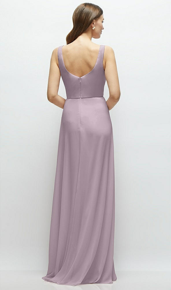 Back View - Lilac Dusk Square Neck Chiffon Maxi Dress with Circle Skirt