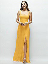 Front View Thumbnail - NYC Yellow Square Neck Chiffon Maxi Dress with Circle Skirt