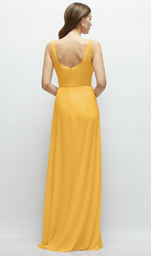 Back View - NYC Yellow Square Neck Chiffon Maxi Dress with Circle Skirt