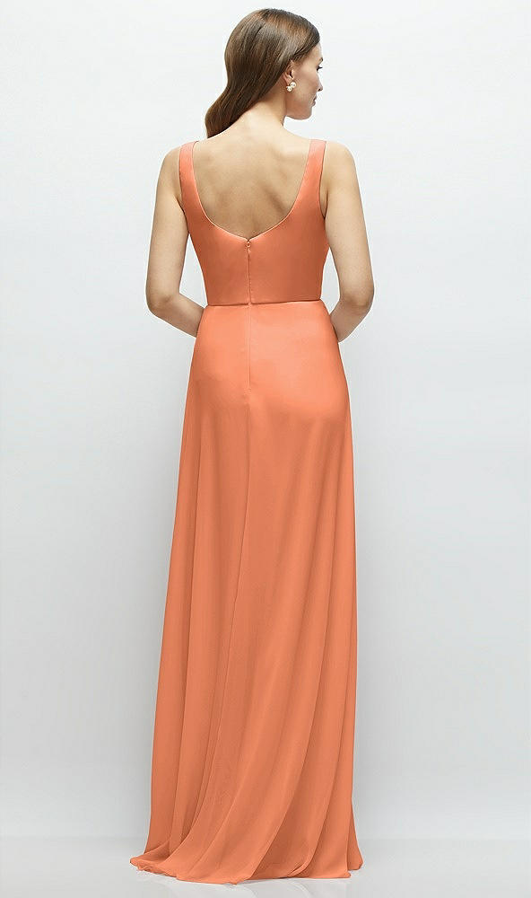 Back View - Sweet Melon Square Neck Chiffon Maxi Dress with Circle Skirt