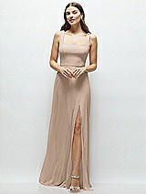 Front View Thumbnail - Topaz Square Neck Chiffon Maxi Dress with Circle Skirt