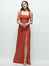 Front View Thumbnail - Amber Sunset Square Neck Chiffon Maxi Dress with Circle Skirt