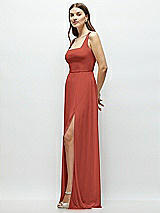 Side View Thumbnail - Amber Sunset Square Neck Chiffon Maxi Dress with Circle Skirt