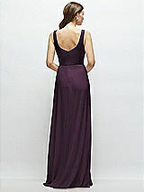 Rear View Thumbnail - Aubergine Square Neck Chiffon Maxi Dress with Circle Skirt