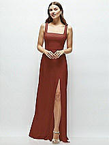 Front View Thumbnail - Auburn Moon Square Neck Chiffon Maxi Dress with Circle Skirt