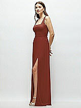 Side View Thumbnail - Auburn Moon Square Neck Chiffon Maxi Dress with Circle Skirt