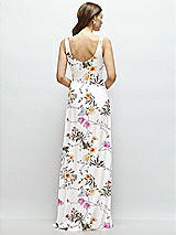 Rear View Thumbnail - Butterfly Botanica Ivory Square Neck Chiffon Maxi Dress with Circle Skirt