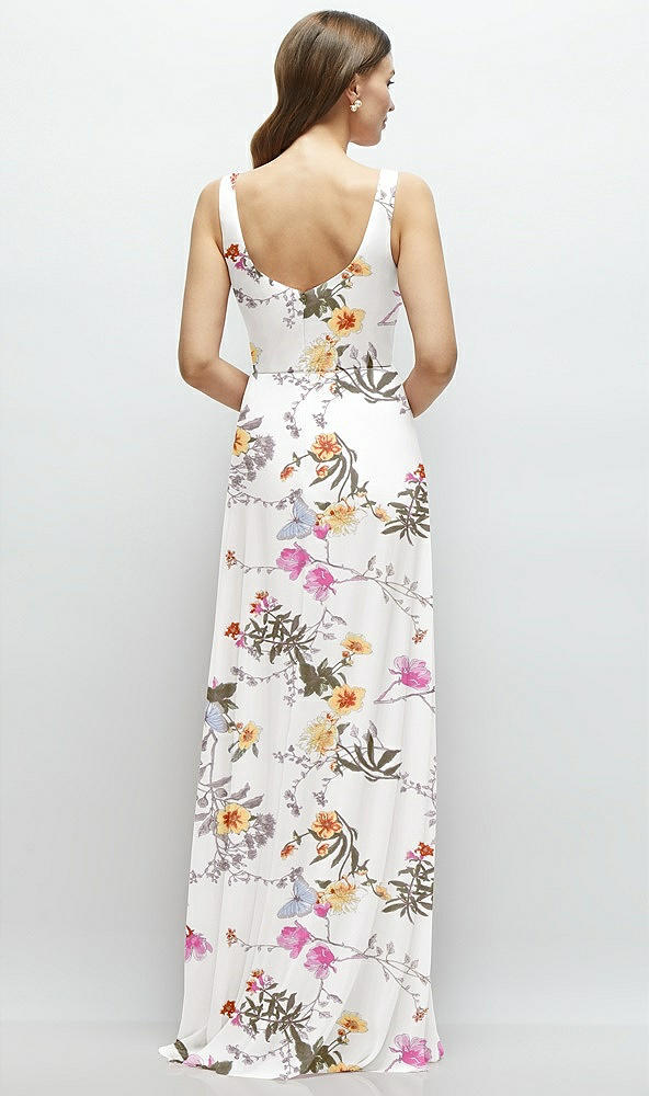 Back View - Butterfly Botanica Ivory Square Neck Chiffon Maxi Dress with Circle Skirt