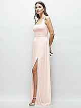 Side View Thumbnail - Blush Square Neck Chiffon Maxi Dress with Circle Skirt