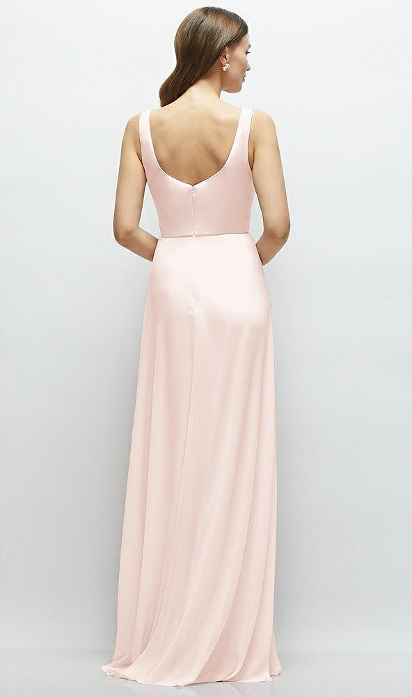 Back View - Blush Square Neck Chiffon Maxi Dress with Circle Skirt