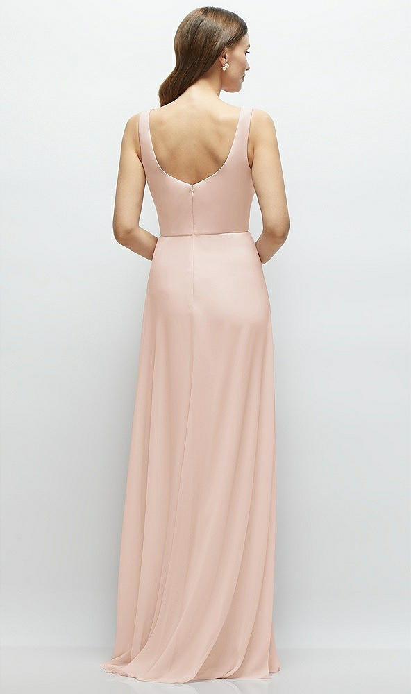 Back View - Cameo Square Neck Chiffon Maxi Dress with Circle Skirt