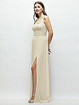 Side View Thumbnail - Champagne Square Neck Chiffon Maxi Dress with Circle Skirt