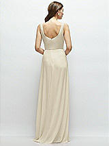 Rear View Thumbnail - Champagne Square Neck Chiffon Maxi Dress with Circle Skirt