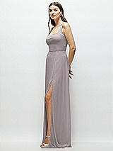 Side View Thumbnail - Cashmere Gray Square Neck Chiffon Maxi Dress with Circle Skirt