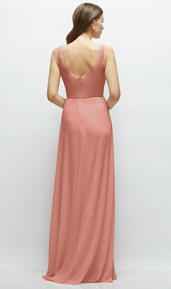 Back View - Desert Rose Square Neck Chiffon Maxi Dress with Circle Skirt