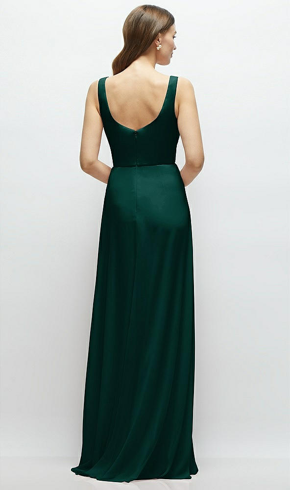 Back View - Evergreen Square Neck Chiffon Maxi Dress with Circle Skirt