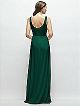 Rear View Thumbnail - Hunter Green Square Neck Chiffon Maxi Dress with Circle Skirt