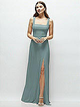 Front View Thumbnail - Icelandic Square Neck Chiffon Maxi Dress with Circle Skirt