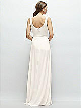 Rear View Thumbnail - Ivory Square Neck Chiffon Maxi Dress with Circle Skirt