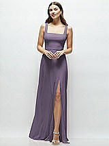 Front View Thumbnail - Lavender Square Neck Chiffon Maxi Dress with Circle Skirt