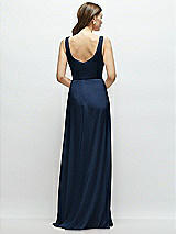 Rear View Thumbnail - Midnight Navy Square Neck Chiffon Maxi Dress with Circle Skirt