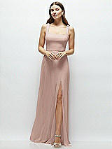 Front View Thumbnail - Neu Nude Square Neck Chiffon Maxi Dress with Circle Skirt