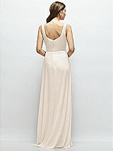 Rear View Thumbnail - Oat Square Neck Chiffon Maxi Dress with Circle Skirt