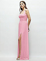 Side View Thumbnail - Peony Pink Square Neck Chiffon Maxi Dress with Circle Skirt