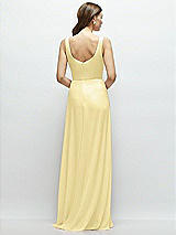 Rear View Thumbnail - Pale Yellow Square Neck Chiffon Maxi Dress with Circle Skirt