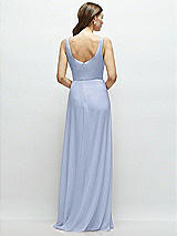 Rear View Thumbnail - Sky Blue Square Neck Chiffon Maxi Dress with Circle Skirt