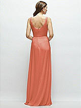 Rear View Thumbnail - Terracotta Copper Square Neck Chiffon Maxi Dress with Circle Skirt