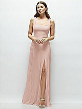 Front View Thumbnail - Toasted Sugar Square Neck Chiffon Maxi Dress with Circle Skirt