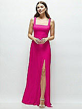 Front View Thumbnail - Think Pink Square Neck Chiffon Maxi Dress with Circle Skirt