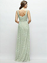 Rear View Thumbnail - Vintage Primrose Sage Square Neck Chiffon Maxi Dress with Circle Skirt