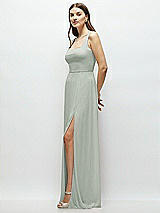 Side View Thumbnail - Willow Green Square Neck Chiffon Maxi Dress with Circle Skirt