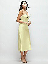 Side View Thumbnail - Butter Yellow Strapless Bow-Bandeau Cutout Satin Midi Slip Dress