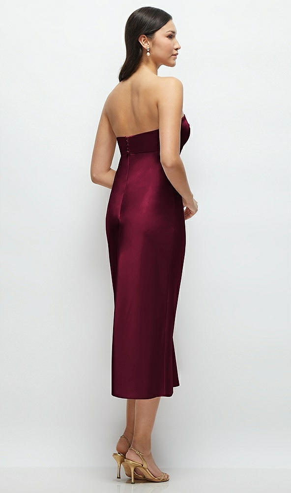 Back View - Cabernet Strapless Bow-Bandeau Cutout Satin Midi Slip Dress