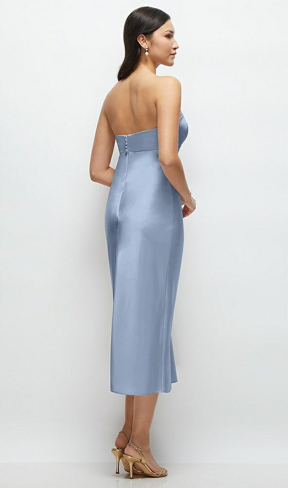 Back View - Cloudy Strapless Bow-Bandeau Cutout Satin Midi Slip Dress