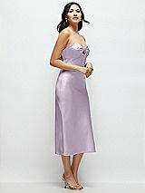 Side View Thumbnail - Lilac Haze Strapless Bow-Bandeau Cutout Satin Midi Slip Dress