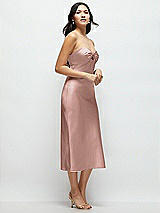 Side View Thumbnail - Neu Nude Strapless Bow-Bandeau Cutout Satin Midi Slip Dress