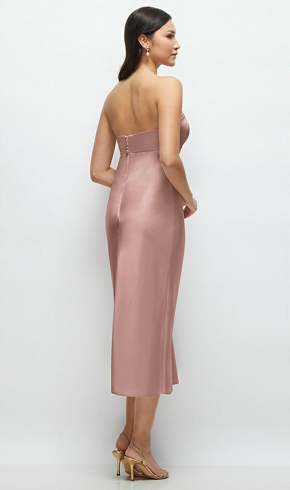 Back View - Neu Nude Strapless Bow-Bandeau Cutout Satin Midi Slip Dress