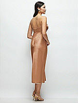 Rear View Thumbnail - Toffee Strapless Bow-Bandeau Cutout Satin Midi Slip Dress