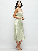 Side View Thumbnail - Vintage Primrose Celadon Strapless Bow-Bandeau Cutout Floral Satin Midi Slip Dress