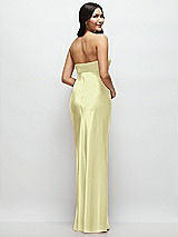 Rear View Thumbnail - Butter Yellow Strapless Bow-Bandeau Cutout Satin Maxi Slip Dress