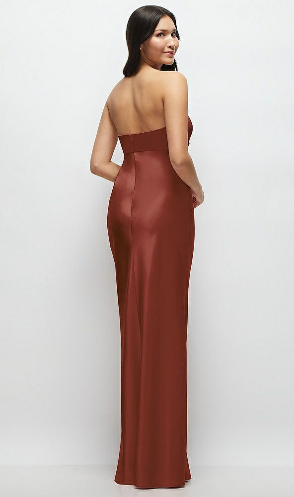 Back View - Auburn Moon Strapless Bow-Bandeau Cutout Satin Maxi Slip Dress